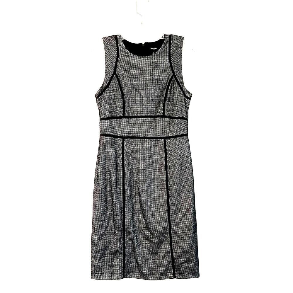 Ann Taylor Black Grey Herringbone Wool Blend Dress 6